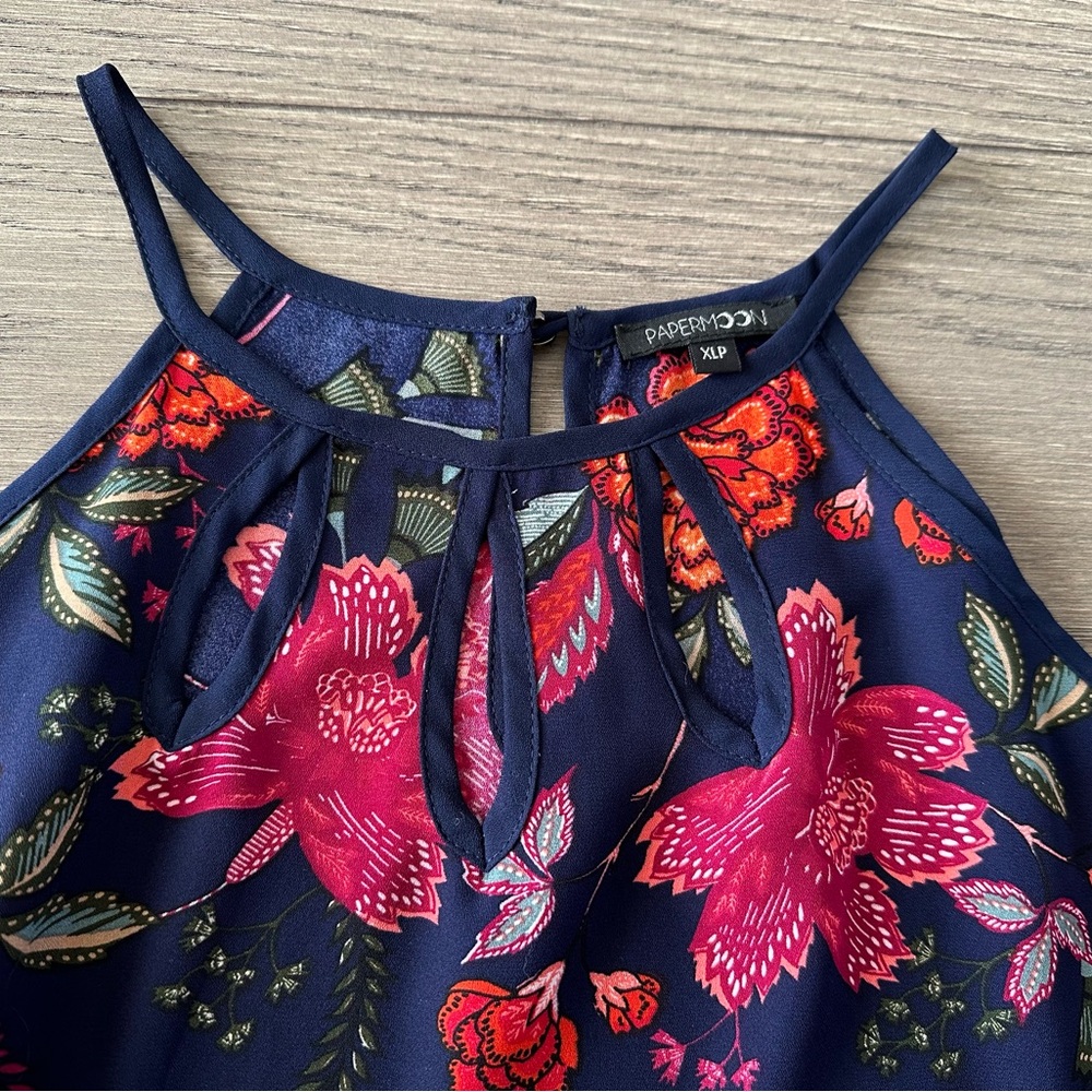 Papermoon Floral Halter Tank Top 2-Pack Navy Tropical Print XLP - Picture 10 of 10